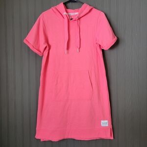 Calvin Klein Sweatshirt T-Shirt Dress Hooded Short Sleeve Pink Women's Medium